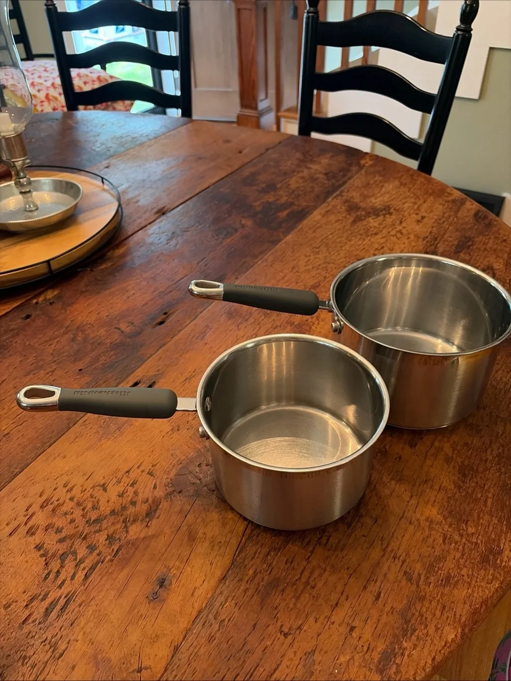 KitchenAid Stainless Steel 2Qt and 3QT saucepans with bonded even heat base